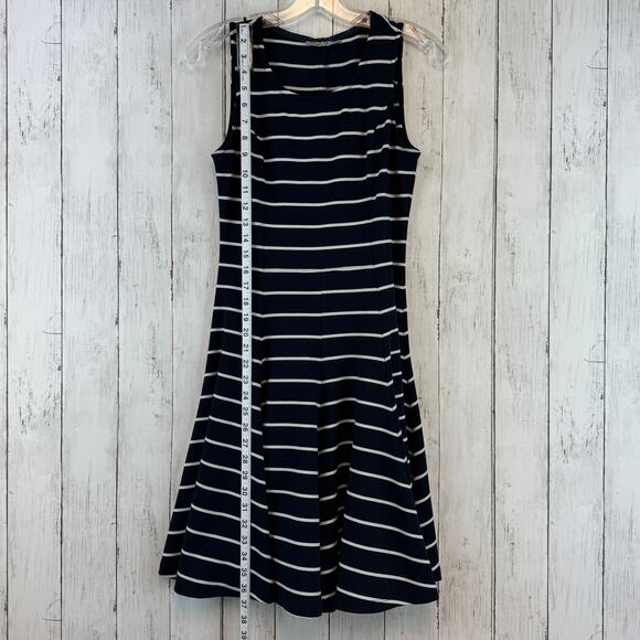 Eliza J Navy/White Stripe Stretchy Sleeveless A-line Flowy Dress Size 2 - Picture 13 of 14
